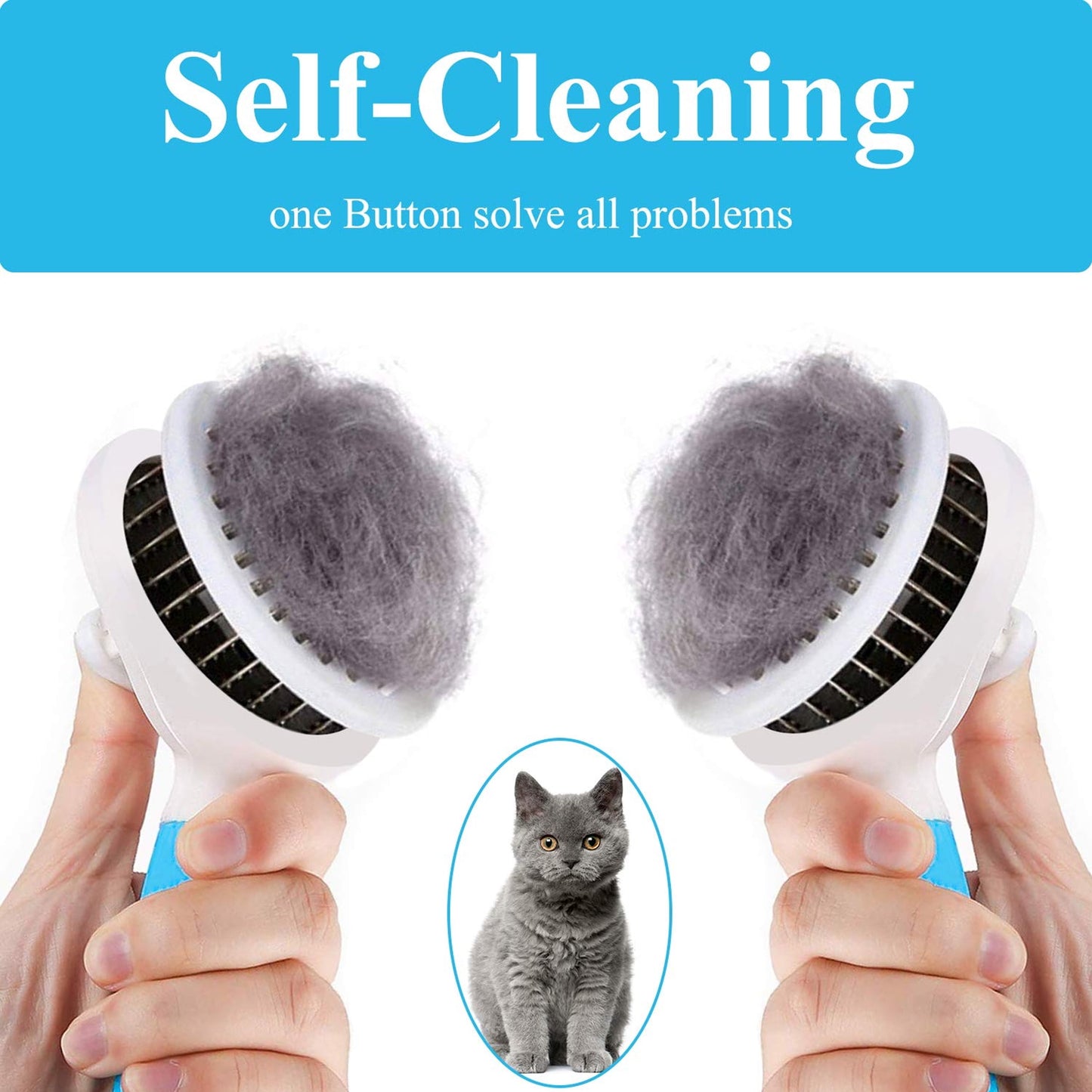 Cat and Dog Brush, Self Cleaning Grooming Brush - for Shedding and Grooming - Our Pet Brushes Are Suitable for Dogs and Cats All Hair Lengths