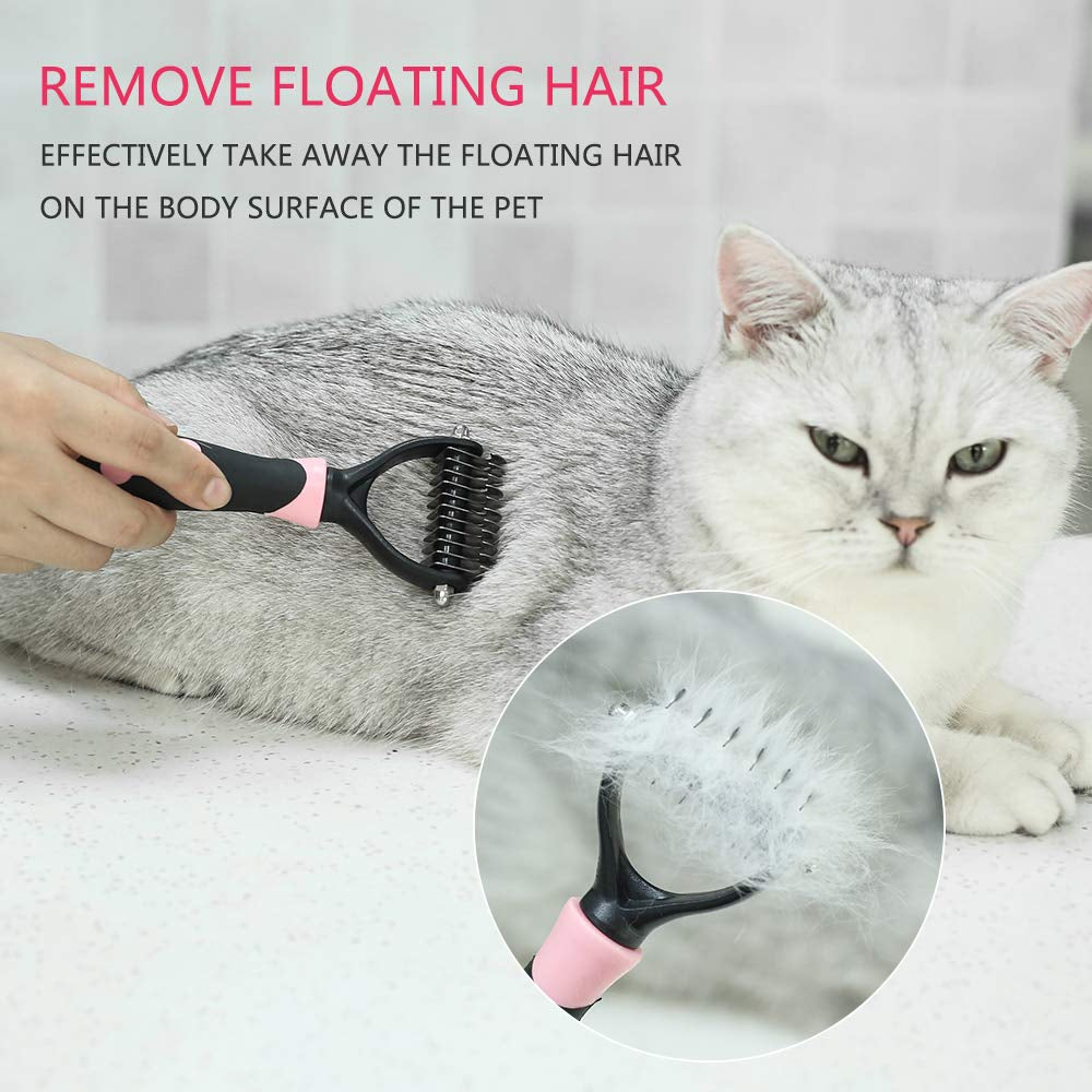 Self Cleaning Slicker Brush for Cat & Dog - Cat Grooming Brushes for Shedding Removes Mats, Tangles and Loose Hair Suitable Cat Brush for Long & Short Hair (Undercoat Pink)