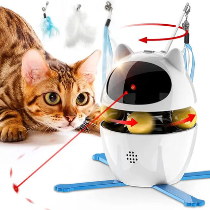 Cat Toys Interactive, Cat Light Toy and Cat Feather Toys 4 in 1, Recharge Cat Exercise Toys for Indoor Cats Automatic