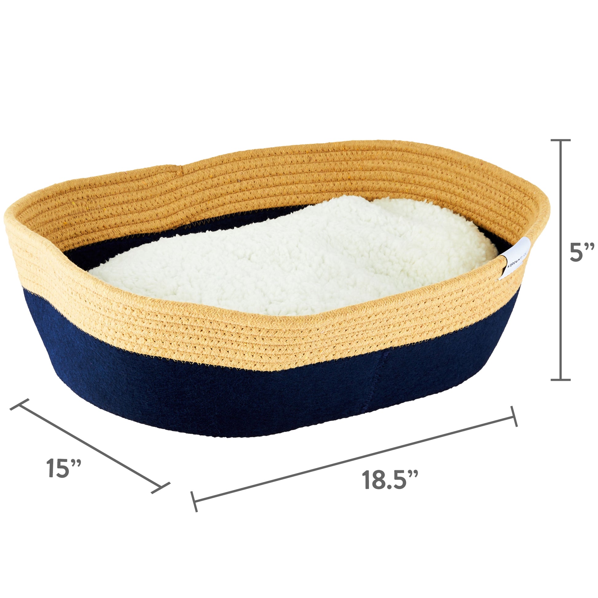 , Pet Beds, 19" Oval Woven Felt Rope Cat Bed, with Catnip, Multi-Color, Small