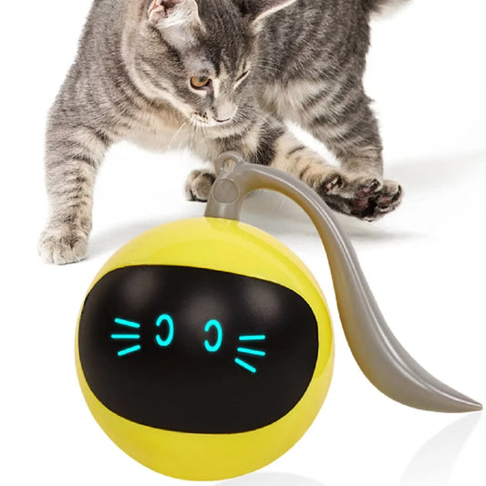 Interactive Cat Toy Ball the Best Smart Cat Interactive Toy with Automatic Rotation and USB Charging LED Light Cat Electronic Toy Ball Is Suitable for Indoor Cat and Kitten Exercise Toys