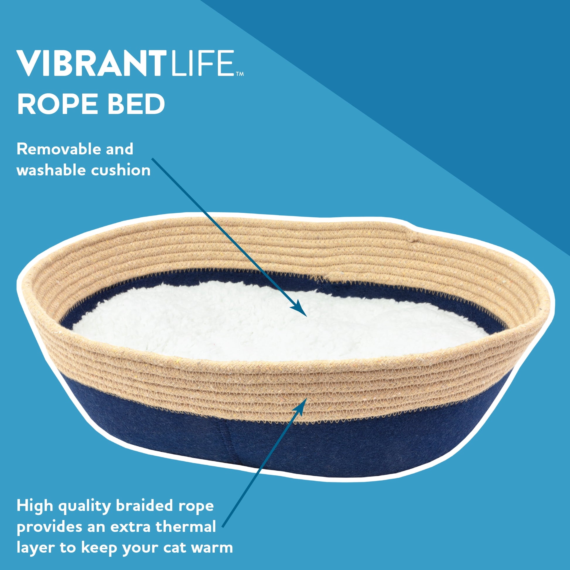 , Pet Beds, 19" Oval Woven Felt Rope Cat Bed, with Catnip, Multi-Color, Small