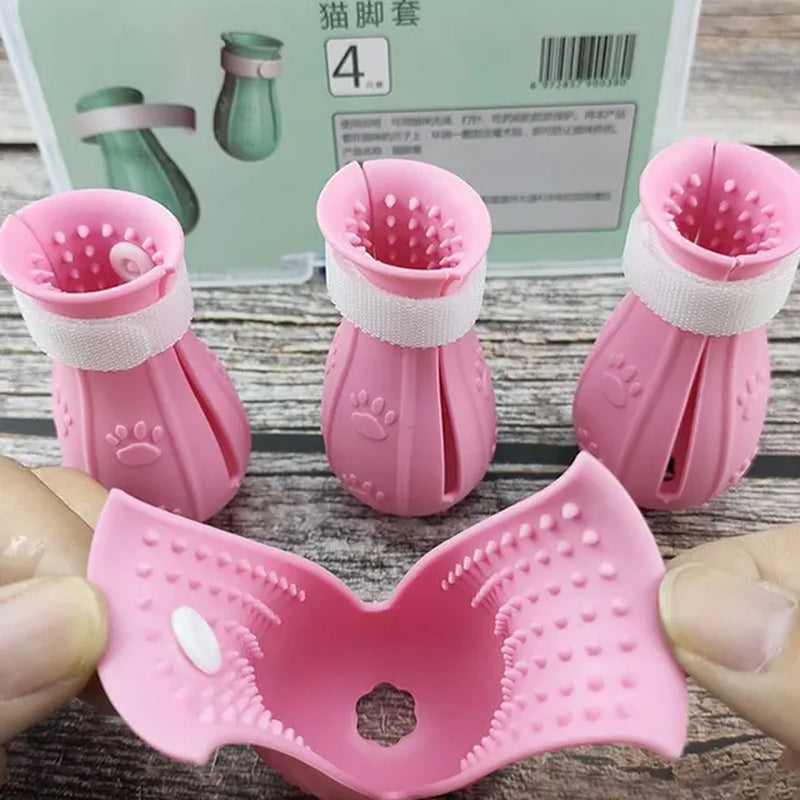 Cat Claw Protector Bath Anti-Scratch Cat Shoes for Cat Adjustable Pet Bath Wash Boots Cat Paw Nail Cover Pet Grooming Supplies