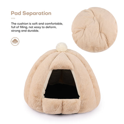 Cozy Pet Bed Cat Cave with Removable Cushion for Cats Small Dogs