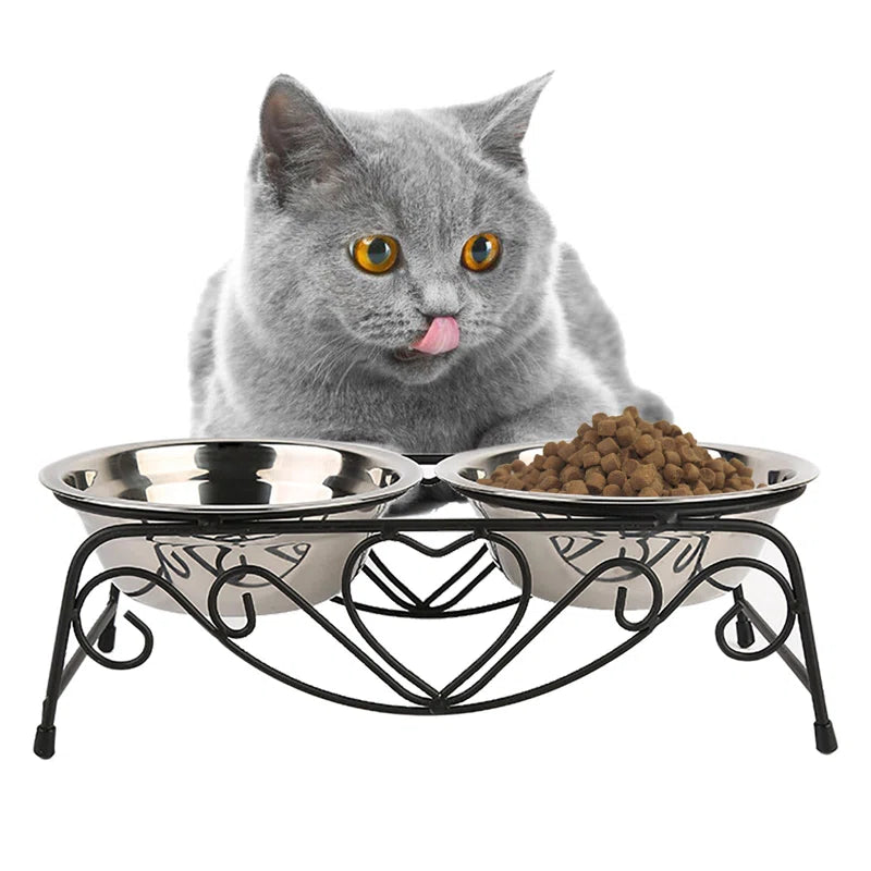 Double Stainless Steel Pet Dog Cat Food Feeding Bowl
