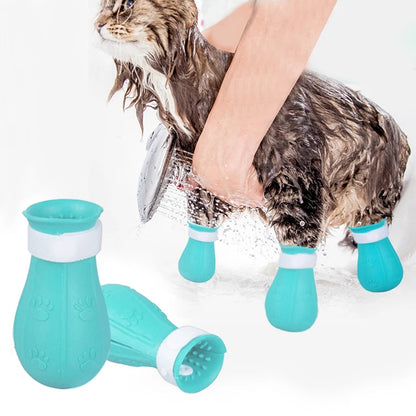 Cat Claw Protector Bath Anti-Scratch Cat Shoes for Cat Adjustable Pet Bath Wash Boots Cat Paw Nail Cover Pet Grooming Supplies