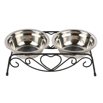 Double Stainless Steel Pet Dog Cat Food Feeding Bowl