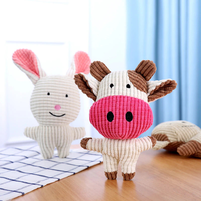 Fun Pet Toy Donkey Shape Corduroy Chew Toy for Dogs Puppy Squeaker Squeaky Plush Bone Molar Dog Toy Pet Training Dog Accessories