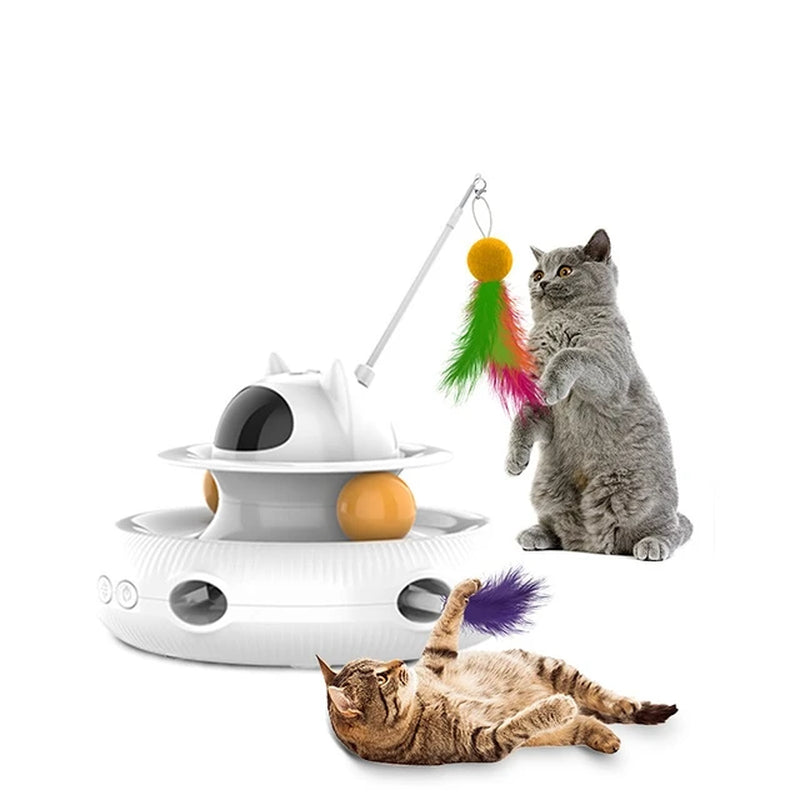 Cat Toys Interactive, Cat Light Toy and Cat Feather Toys 4 in 1, Recharge Cat Exercise Toys for Indoor Cats Automatic