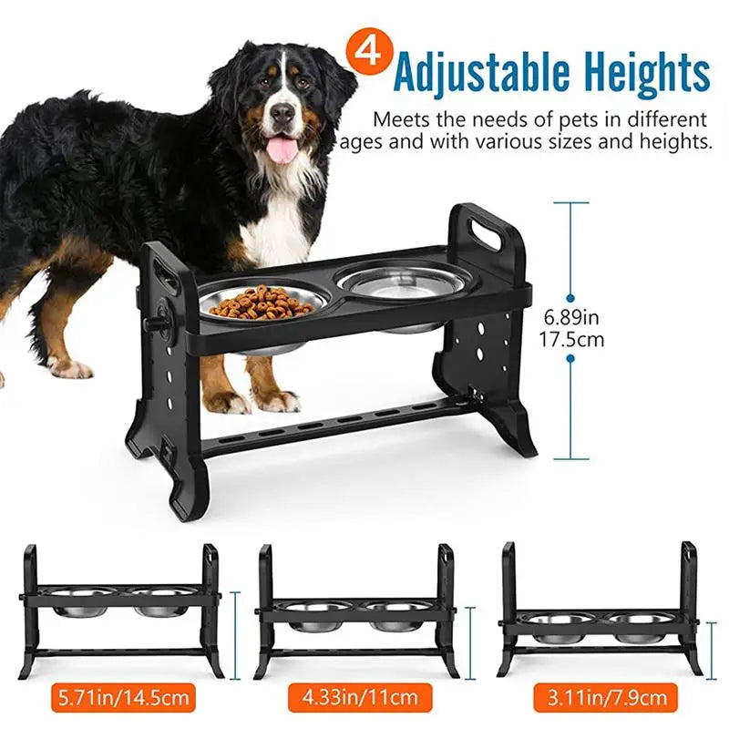 Adjustable Height Pet Feeding Dish Stainless Steel Pet Feeding Rack Strong Durable Elevated Dog Bowls Dog Accessories Mascotas