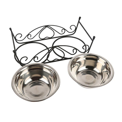 Double Stainless Steel Pet Dog Cat Food Feeding Bowl