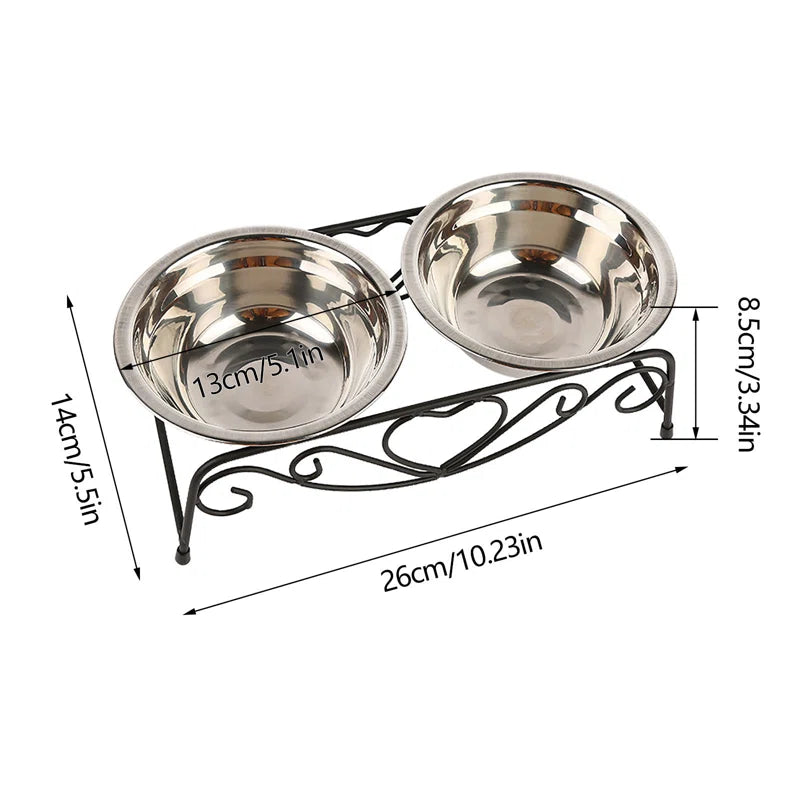Double Stainless Steel Pet Dog Cat Food Feeding Bowl