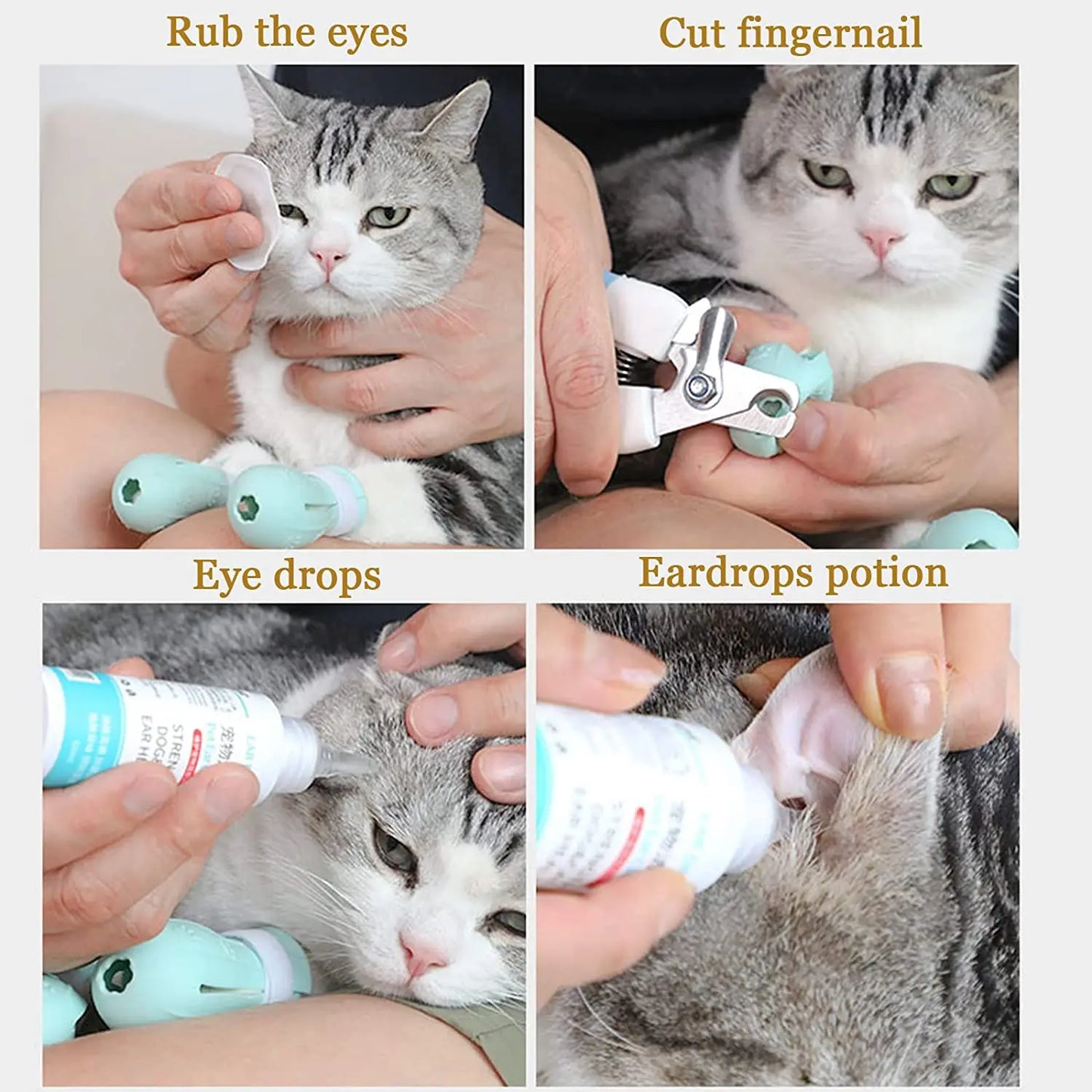 Cat Claw Protector Bath Anti-Scratch Cat Shoes for Cat Adjustable Pet Bath Wash Boots Cat Paw Nail Cover Pet Grooming Supplies