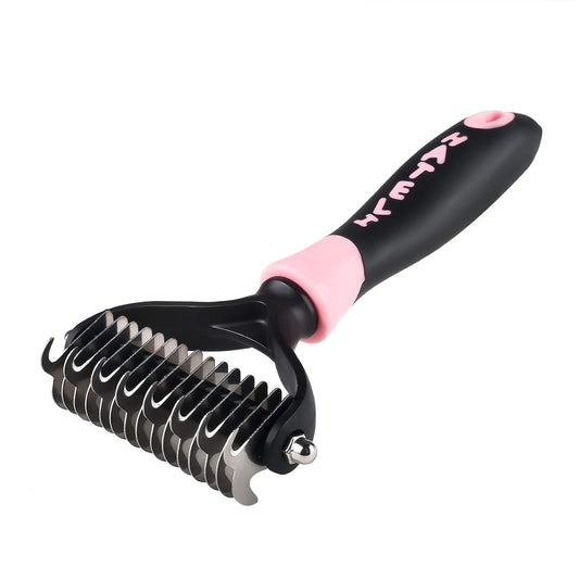 Self Cleaning Slicker Brush for Cat & Dog - Cat Grooming Brushes for Shedding Removes Mats, Tangles and Loose Hair Suitable Cat Brush for Long & Short Hair (Undercoat Pink)