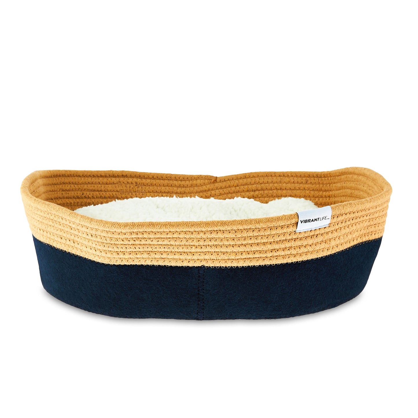 , Pet Beds, 19" Oval Woven Felt Rope Cat Bed, with Catnip, Multi-Color, Small