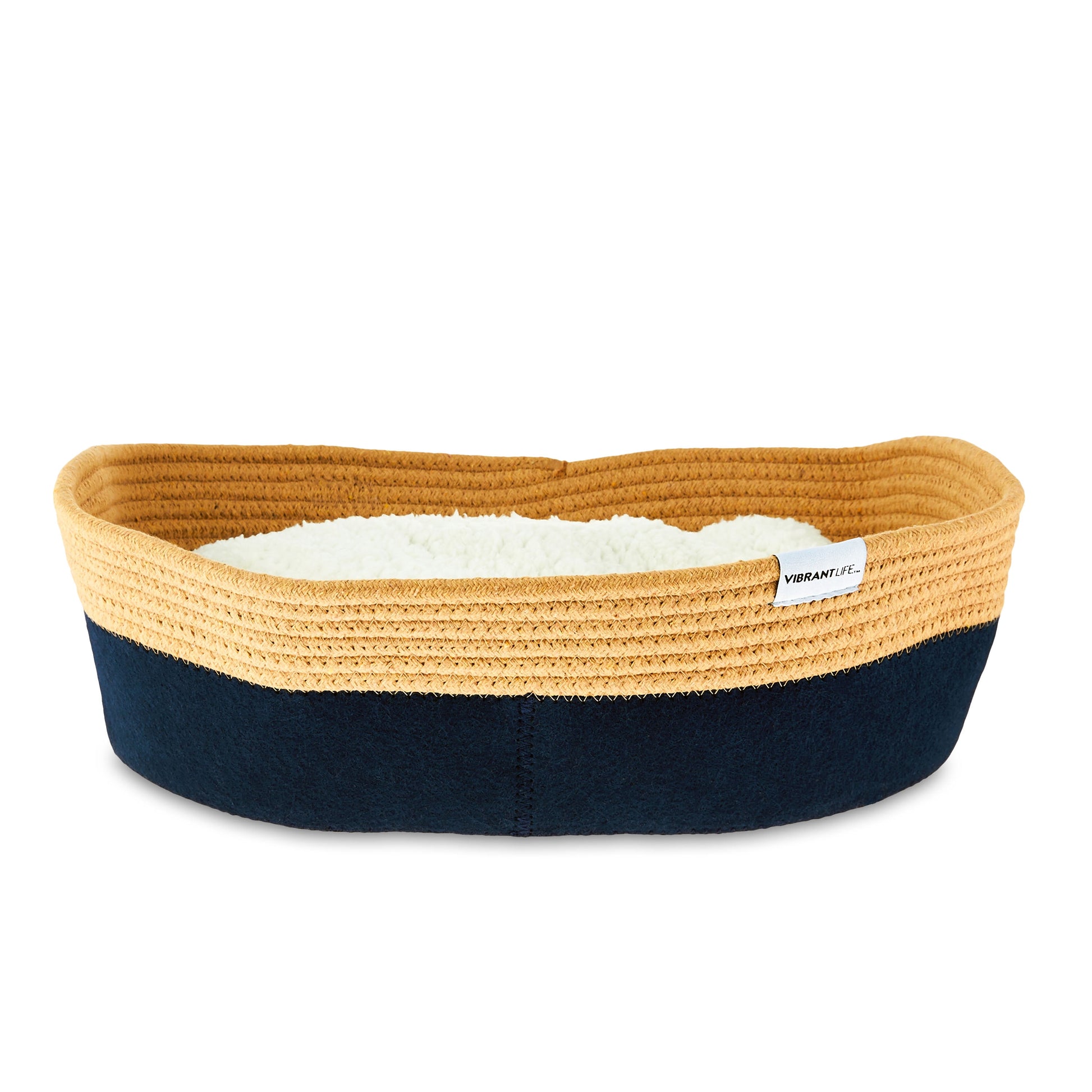 , Pet Beds, 19" Oval Woven Felt Rope Cat Bed, with Catnip, Multi-Color, Small
