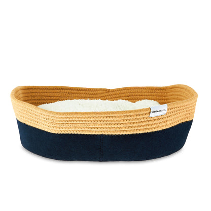 , Pet Beds, 19" Oval Woven Felt Rope Cat Bed, with Catnip, Multi-Color, Small