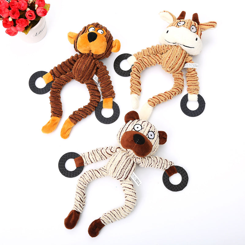 Fun Pet Toy Donkey Shape Corduroy Chew Toy for Dogs Puppy Squeaker Squeaky Plush Bone Molar Dog Toy Pet Training Dog Accessories