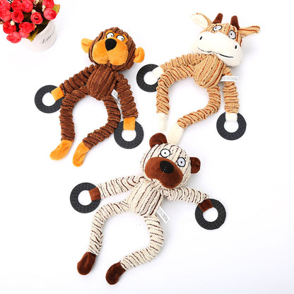 Fun Pet Toy Donkey Shape Corduroy Chew Toy for Dogs Puppy Squeaker Squeaky Plush Bone Molar Dog Toy Pet Training Dog Accessories