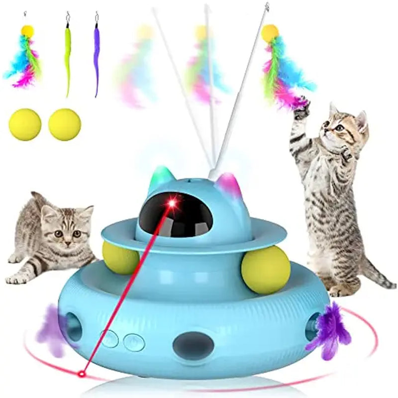 Cat Toys Interactive, Cat Light Toy and Cat Feather Toys 4 in 1, Recharge Cat Exercise Toys for Indoor Cats Automatic