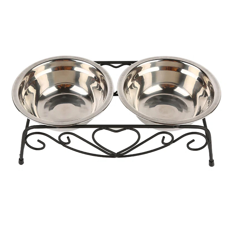 Double Stainless Steel Pet Dog Cat Food Feeding Bowl