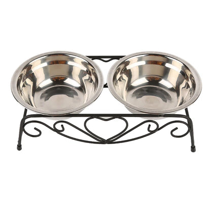 Double Stainless Steel Pet Dog Cat Food Feeding Bowl