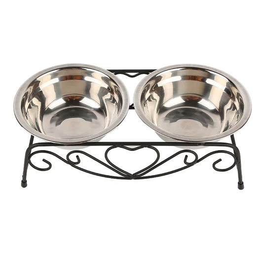 Double Stainless Steel Pet Dog Cat Food Feeding Bowl