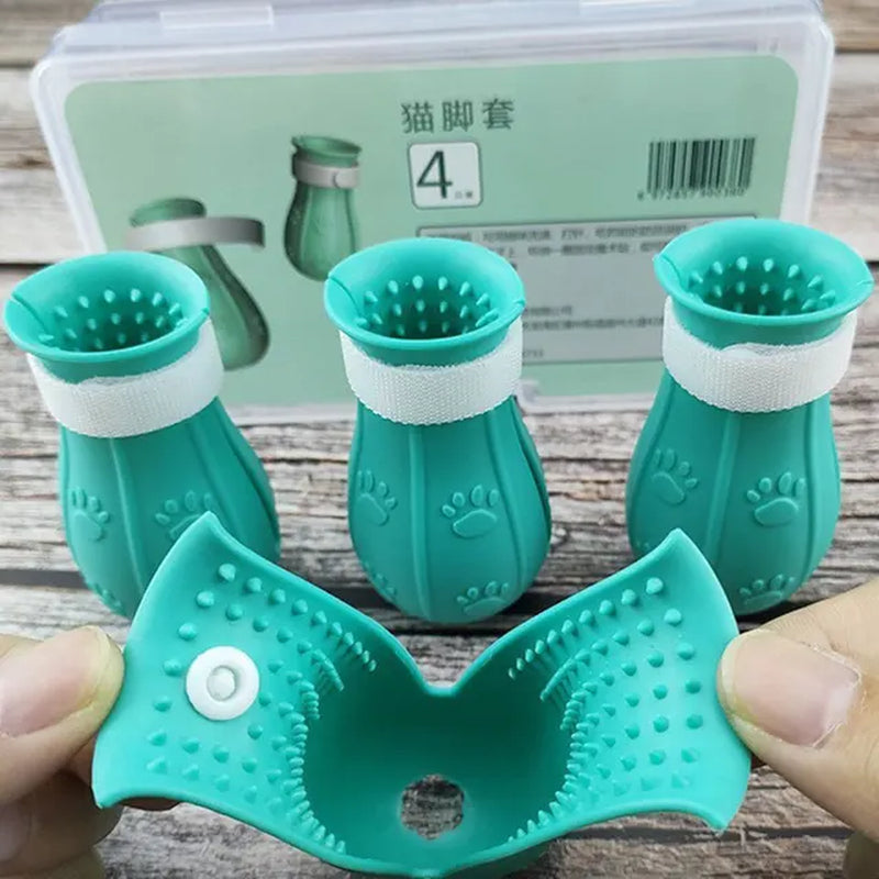 Cat Claw Protector Bath Anti-Scratch Cat Shoes for Cat Adjustable Pet Bath Wash Boots Cat Paw Nail Cover Pet Grooming Supplies
