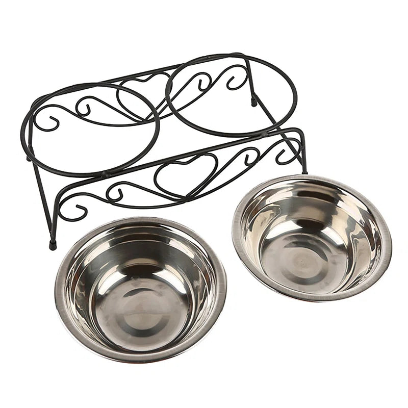 Double Stainless Steel Pet Dog Cat Food Feeding Bowl