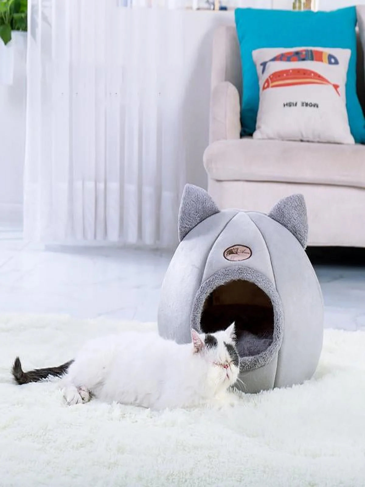 Cat House Bed,Pet Beds Clearance Cat House Dog round Cat Winter Warm Nest Soft Foldable Sleeping Mat Pad Cozy Cat Cave Cute Pet Tent Beds for Cats Puppy Small Dogs
