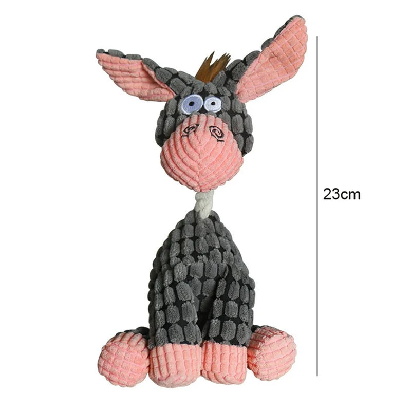 Fun Pet Toy Donkey Shape Corduroy Chew Toy for Dogs Puppy Squeaker Squeaky Plush Bone Molar Dog Toy Pet Training Dog Accessories