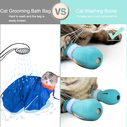 Cat Claw Protector Bath Anti-Scratch Cat Shoes for Cat Adjustable Pet Bath Wash Boots Cat Paw Nail Cover Pet Grooming Supplies