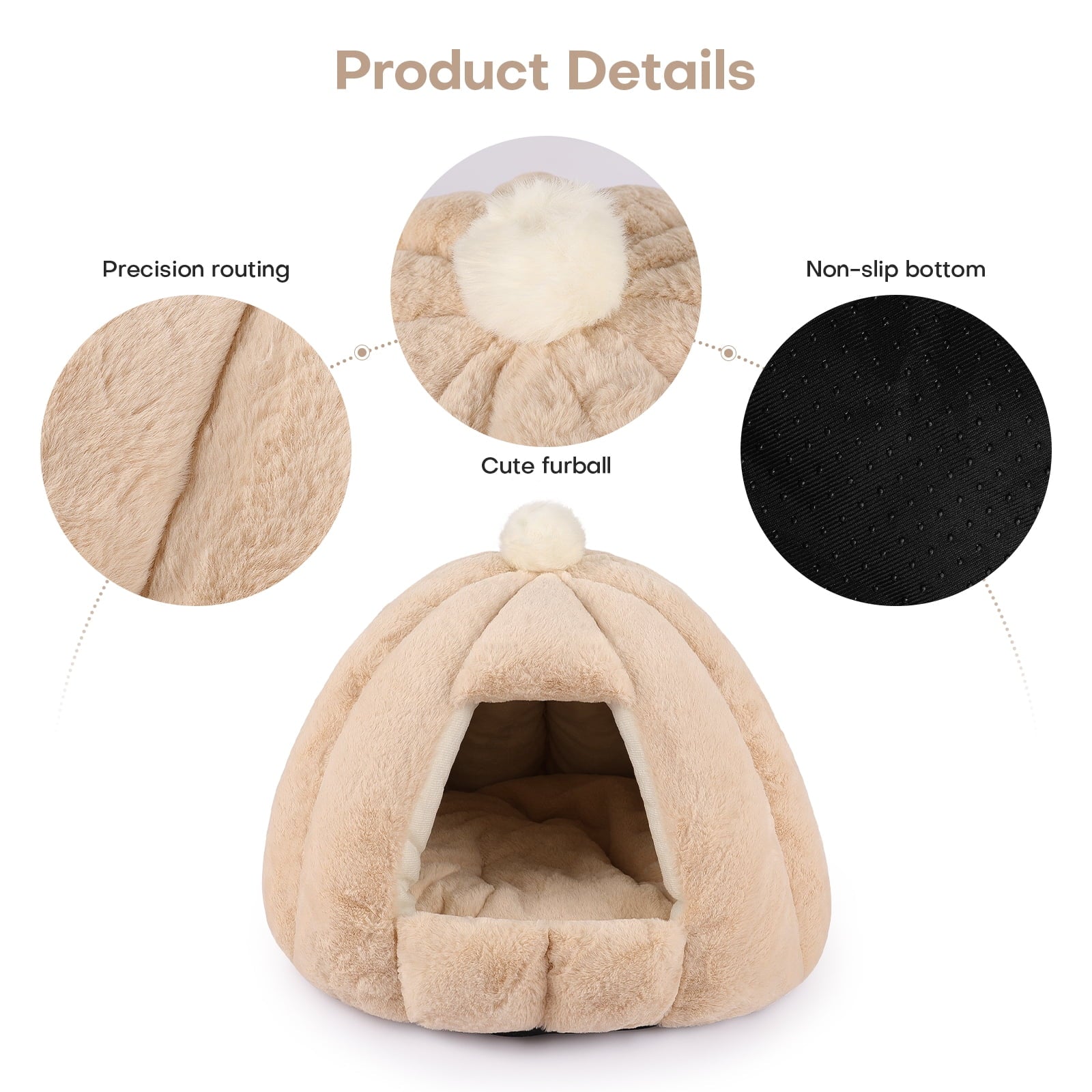 Cozy Pet Bed Cat Cave with Removable Cushion for Cats Small Dogs