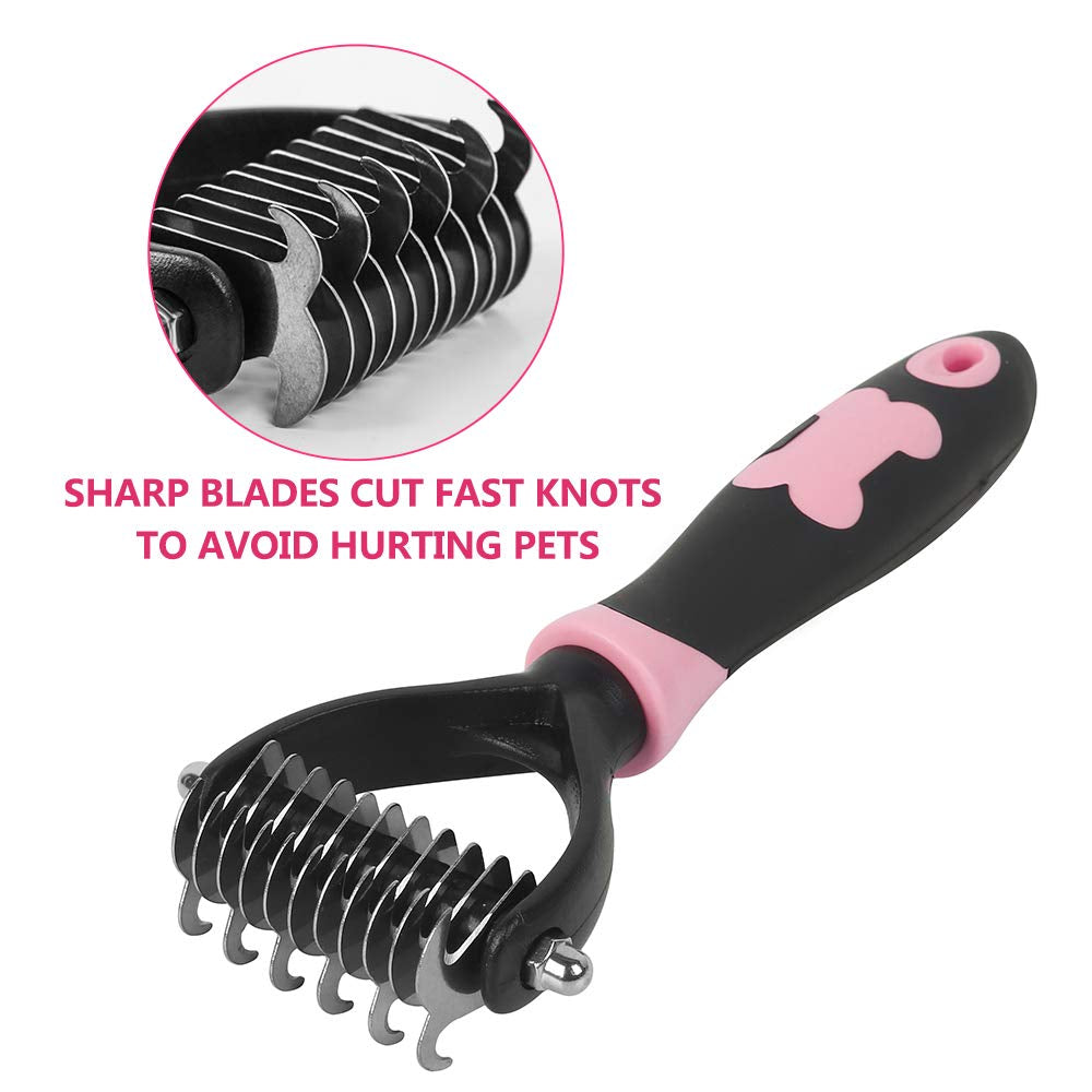 Self Cleaning Slicker Brush for Cat & Dog - Cat Grooming Brushes for Shedding Removes Mats, Tangles and Loose Hair Suitable Cat Brush for Long & Short Hair (Undercoat Pink)