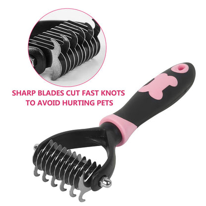 Self Cleaning Slicker Brush for Cat & Dog - Cat Grooming Brushes for Shedding Removes Mats, Tangles and Loose Hair Suitable Cat Brush for Long & Short Hair (Undercoat Pink)
