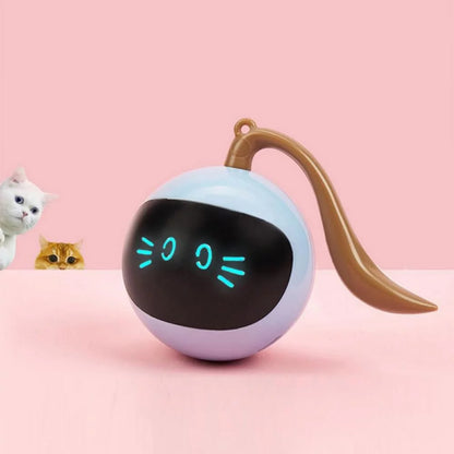 Interactive Cat Toy Ball the Best Smart Cat Interactive Toy with Automatic Rotation and USB Charging LED Light Cat Electronic Toy Ball Is Suitable for Indoor Cat and Kitten Exercise Toys