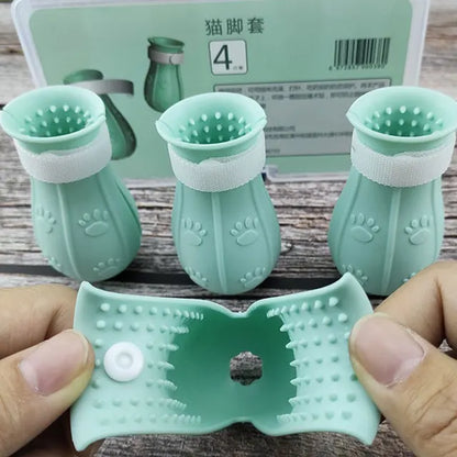 Cat Claw Protector Bath Anti-Scratch Cat Shoes for Cat Adjustable Pet Bath Wash Boots Cat Paw Nail Cover Pet Grooming Supplies