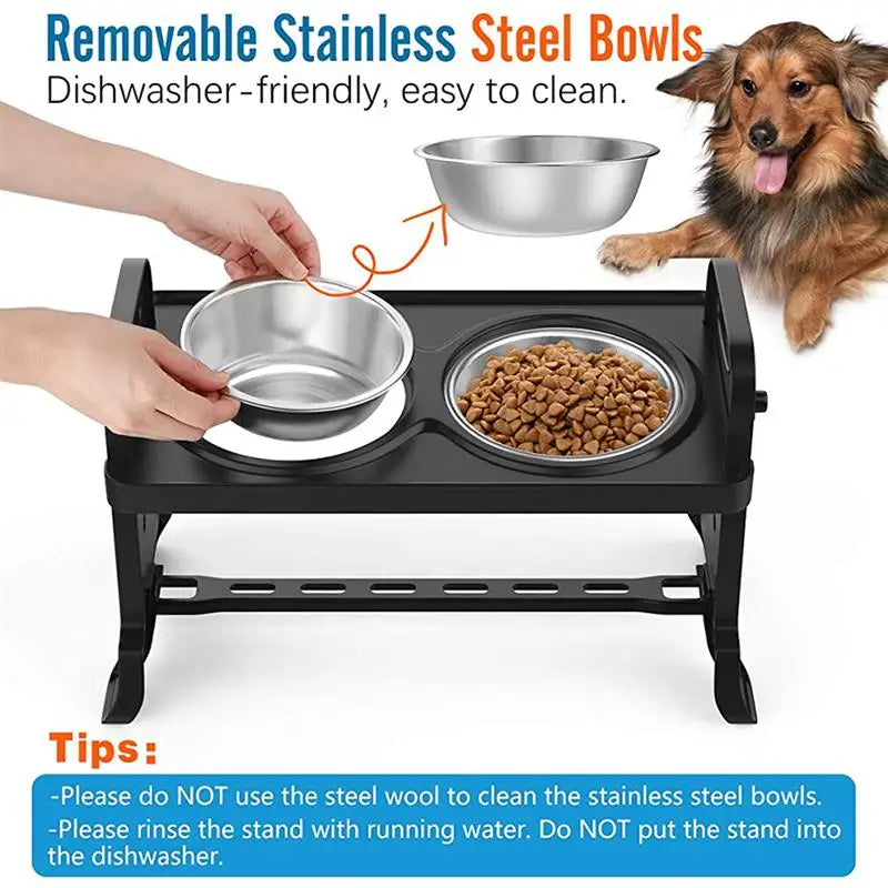 Adjustable Height Pet Feeding Dish Stainless Steel Pet Feeding Rack Strong Durable Elevated Dog Bowls Dog Accessories Mascotas