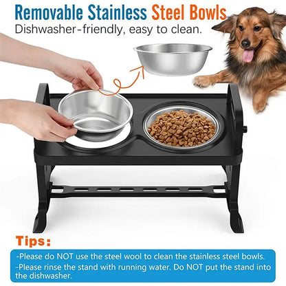 Adjustable Height Pet Feeding Dish Stainless Steel Pet Feeding Rack Strong Durable Elevated Dog Bowls Dog Accessories Mascotas