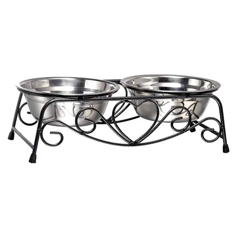 Double Stainless Steel Pet Dog Cat Food Feeding Bowl