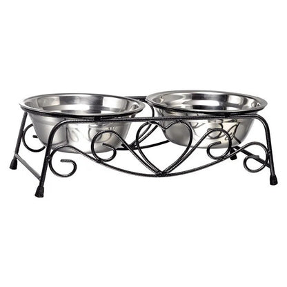 Double Stainless Steel Pet Dog Cat Food Feeding Bowl
