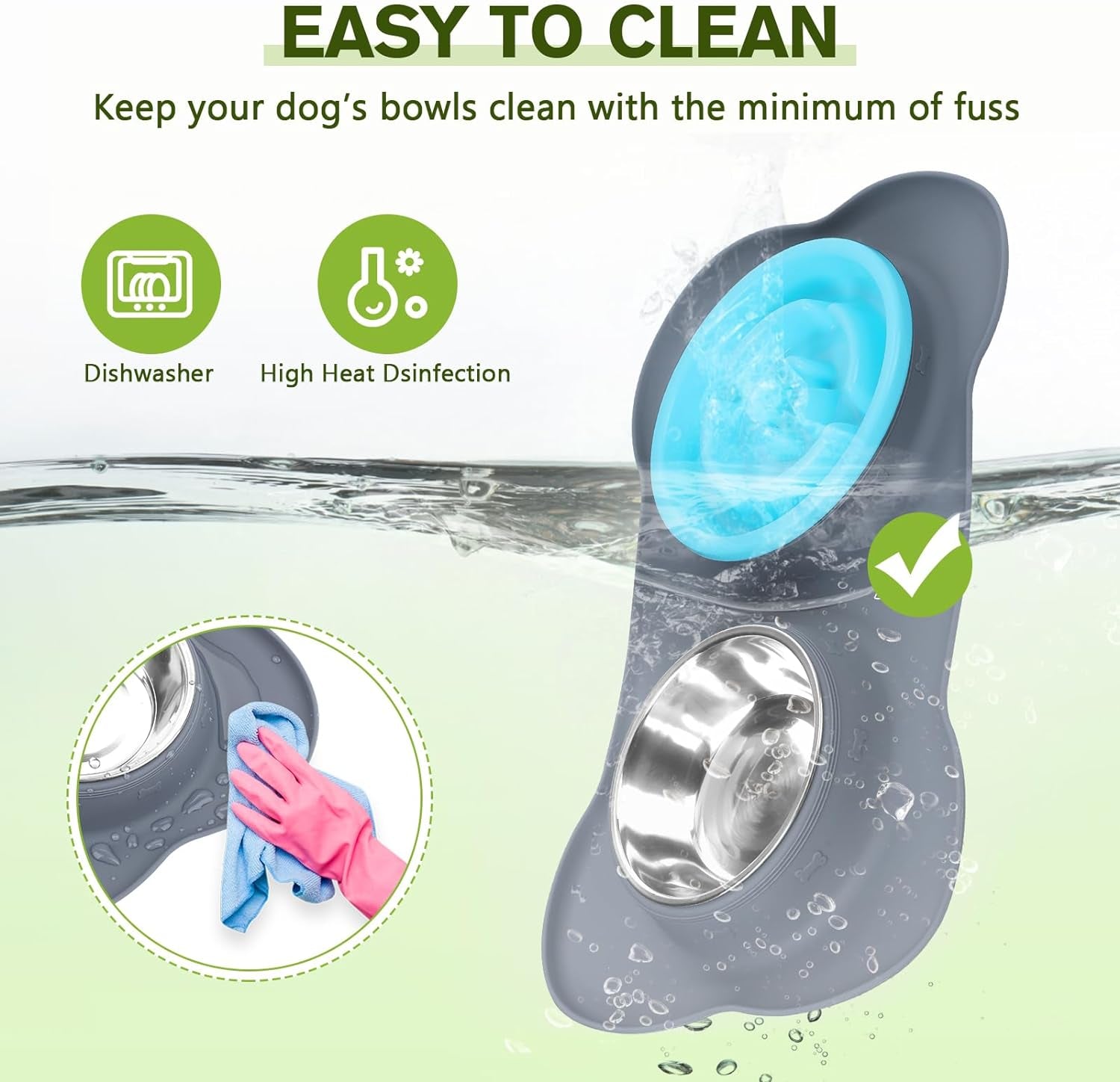 Slow Feeder Dog Bowls to Slow down Eating, Dog Bowl Slow Feeder with No-Spill Non-Skid Silicone Mat, Food-Grade Safe Dog Food Bowls Slow Feeder, Stainless Steel Dog Water Bowl for Dogs Cats